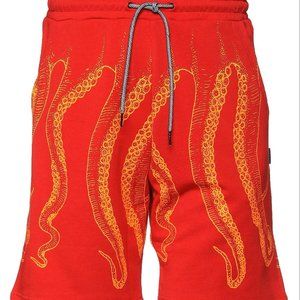 OCTOPUS - Fleece Shorts in Red x Yellow print - Size Men's XL